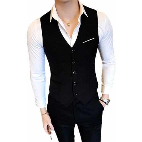 Spring and Autumn New Black Men Suit Vest Large Size S-5XL Business Casual Waistcoat