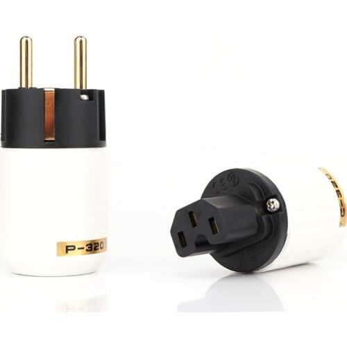 High Quality one Pair Gold Plated EU Power plug IEC Connecter DIY Cable Schuko power cord plug