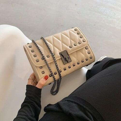 Rivet Chain Brand Designer PU Leather Crossbody Bags For Women 2020 Simple Fashion Shoulder Bag Lady Luxury Small Handbags