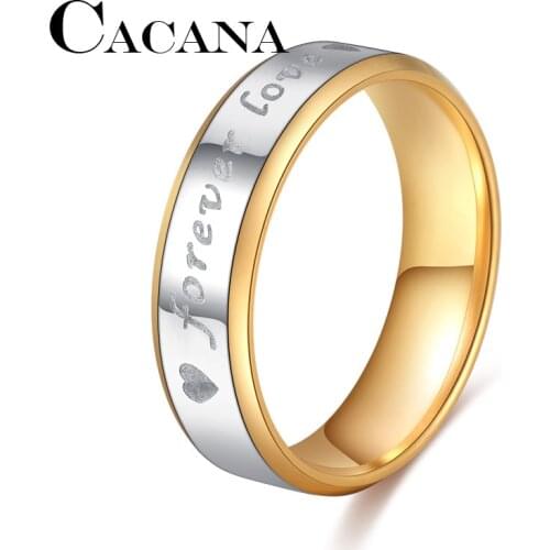 CACANA Stainless Steel Rings For Women Forever Love Circle Engagement Fashion Jewelry Rings