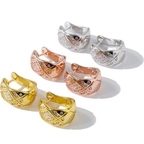 Cubic Zircon Women Earrings New Fashion Micro-paving AAA Grade Stone Gold Color Bling Bridal Earrings Birthday Gift Earrings