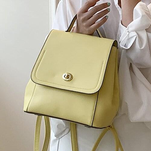 Womens Leather Backpack Ladies Vintage PU Handbag Casual Female Travel Backpacks Fashion Design Bagpack Back Pack Lady Mochila