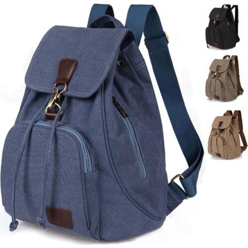 Woman Mens Canvas Vintage Backpack Teenagers Girls Boys College Student School Leather Trim Casual Bookbag Laptop Rucksack Bag