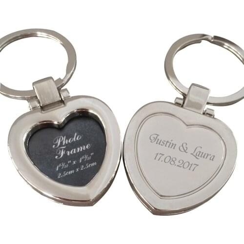 100Pcs Casudia Personalized Wedding Favors And Gifts For Guests,Silver Heart Keychain Favor,Customized Engagement Party Souvenir