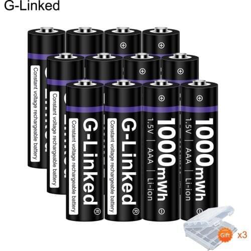 12pcs 1.5v AAA battery Lithium Li-ion 1000mWh 3a Rechargeable Battery aaa 1.5v rechargeable battery for TV Remote Toy Car