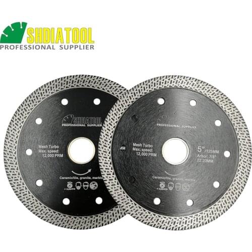 2pcs Diameter 5" Hot pressed sintered Mesh Turbo Diamond Saw blade Diamond Wheel Hard material Dry or Wet Cutting Disc 125mm