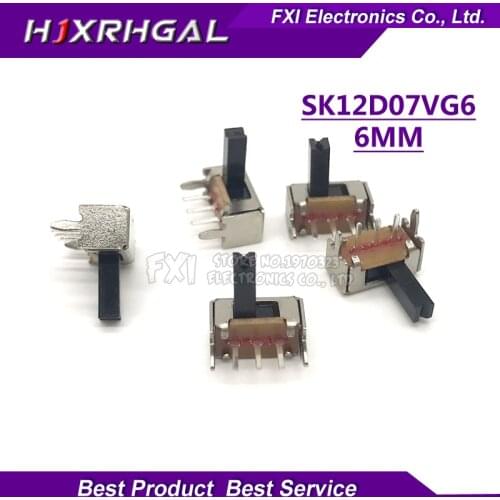 20pcs Toggle switch SK12D07VG6 6mm stents Small toggle switch high Miniature Slide Switch Side Knob