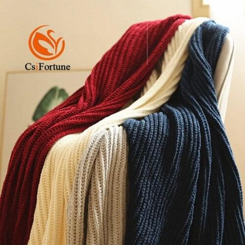 2020 Solid stripe knitted Throw Blanket Bed Living Room Sofa Throw Blanket