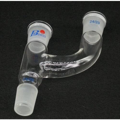24/29 Joint Three Way Distillation Head Adapter Lab Glass Connector Tube