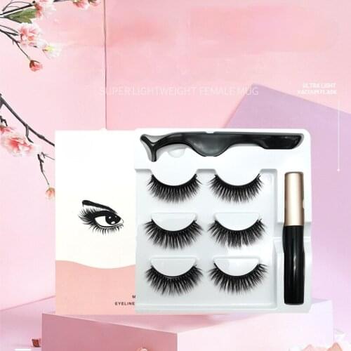 3 Pairs of Magnet Eyelashes Glue Free Magnet Eyelashes Set Simulation Magnetic Eyelashes 3d Three Pairs of False Eyelashes