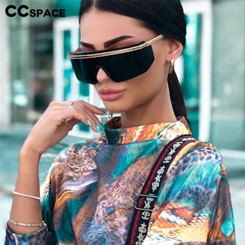 47389 One Lens Luxury Oversized Goggle Sunglasses Men Women Fashion Shades UV400 Vintage Glasses
