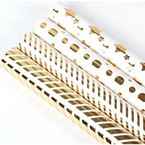 5pcs Golden Prints Craft Paper Christmas Wrapping Paper Roll Kraft Papers Gift Packing 50*70cm Christmas Home Decor