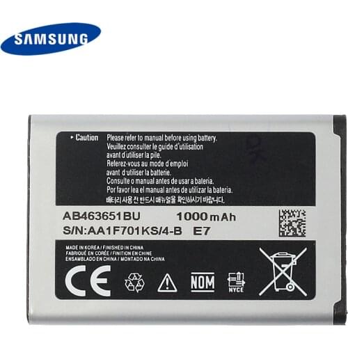 Original Replacement Phone Battery AB463651BC For Samsung J800 S3650 S7070 S5608 S3370 L700 W559 S5628 C3222 B3410 F339 1000mAh