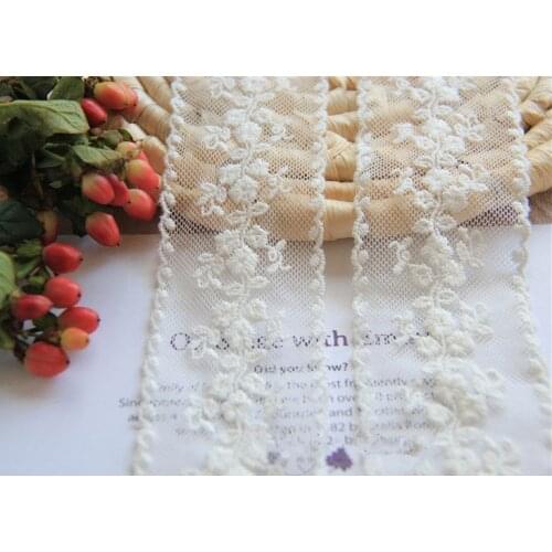 White Beautiful Guaze Embroidered Lace Trim Bridal Lace 10Yard Width 5.5cm DIY Garment Accessories