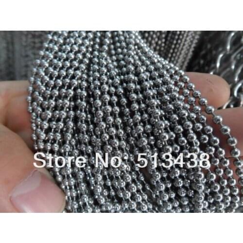 Free ship! 50 meters wholesale Stainless Steel 3mm beads chain.jewelry finding DIY necklace bracelet in Bulk