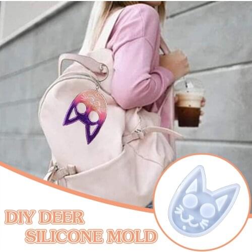 Dy Shiny Glossy Cat Head Keychain Mold - Diy Handmade Charms Mold - Resin Crafting Mold - Epoxy Jewellery Silicone #50g