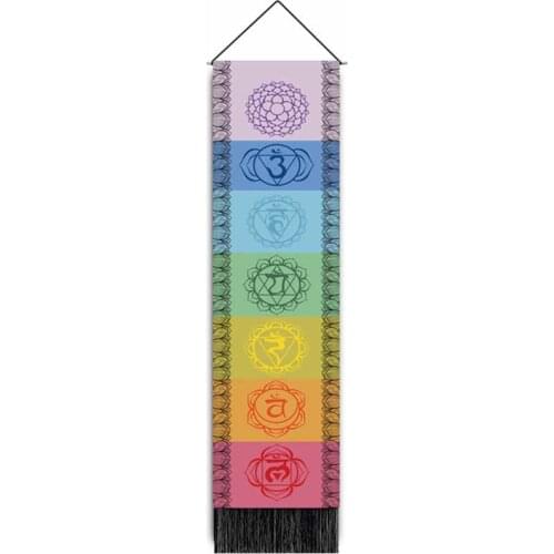 Bohemian Rainbow Chakras Tapestry Bed Home Room Decor Hippie Tapestry Wall Hanging Polyester Cotton Boho Macrame Wall Tapestry