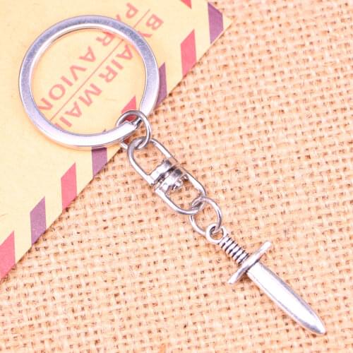 New Fashion Keychain 30x12x4mm dagger Pendants DIY Men Jewelry Car Key Chain Ring Holder Souvenir For Gift