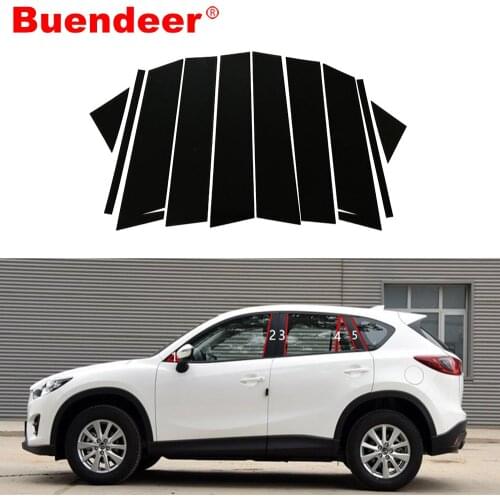 Buendeer 10PCS Car Window Piano Black Pillar Trim Cover For Mazda CX5 2011 2012 2013 2014 2015 2016 Pillars Sticker Protector
