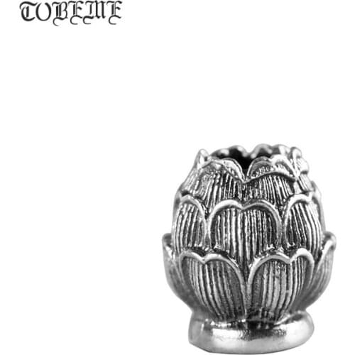 100% 925 Silver Tibetan Lotus Beads Vintage Sterlin Silver Tibetan Jewelry Beads Silver Buddhist Lotu Beads DIY Jewelry Findings