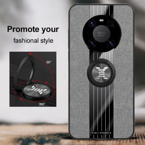 For Huawei Mate 40 P40 Pro Plus P30 P20 Lite Nova 7i 6 SE 30 20X Cloth Pattern Magnetic Finger Ring Car Holder Case Cover Shell