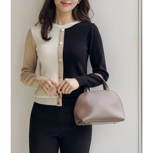 Colored knitwear women 2021 autumn and winter stitching East Gate South Korea original single production bottom shirt SR11093