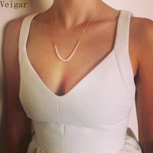 Imitation Pearls Pendant Short Necklace Female 2018 Fashion Jewelry Delicate Ladies Party Necklaces Gold Silver Color Chain