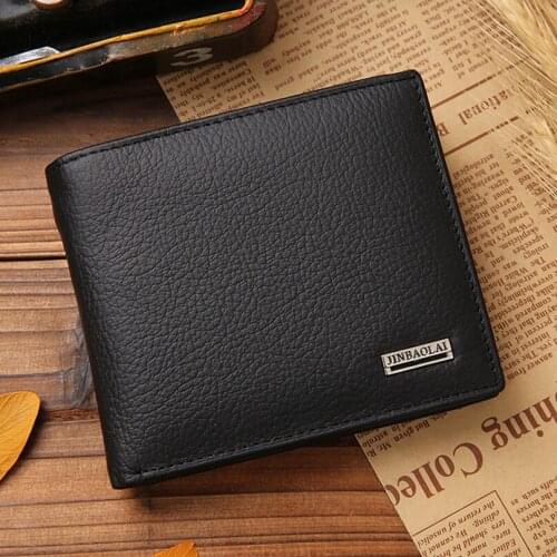 Mens High Quality Genuine Leather Wallet Male Short Threefold Wallets Leisure Coin Purse Money Clip Card Holders Men New Gift