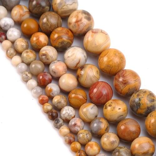 Natural Stone Crazy Agates Round Loose Beads for Jewelry Making 4 6 8 10 12mm DIY Bracelet
