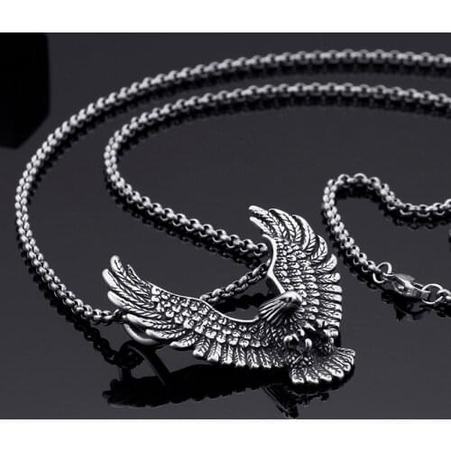 New domineering titanium stainless steel pendant personality mens wings eagle first with