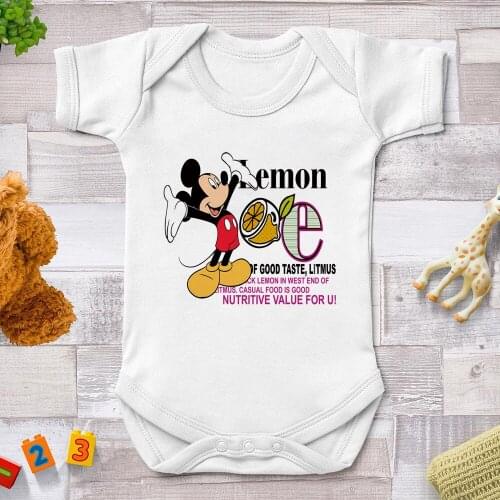 Lemom Mickey Mouse Baby Clothes Short Sleeve Body Suit For Boys Girls Infant Newborn Summer Bodysuits Crawling Baby 0-24M