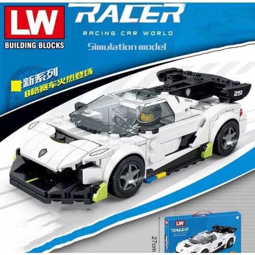 LW5010 Passion Super Racing Blue Corvette Car Sports Model Small Particles Assembled Building Blocks Childrens Toys for Gifts