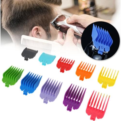 10 Pcs ColorfulHair Clipper Limit Comb Guide Limit Comb Trimmer Guards Attachment 1.5-25mm Universal Professional Hair Trimmers
