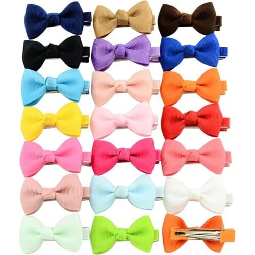 10 Pcs Mini Bow Tie Hair Clip Small Sweet Solid Ribbow Bow Safety Hair Clips Kids Hairpins Accessories gift