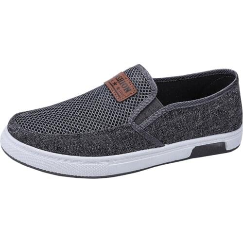 Mesh Men Canvas Shoes Fashion Loafers 2021 Simple Texture Stitching Breathable Round Toe Sneakers Zapatos De Hombre Men Shoes