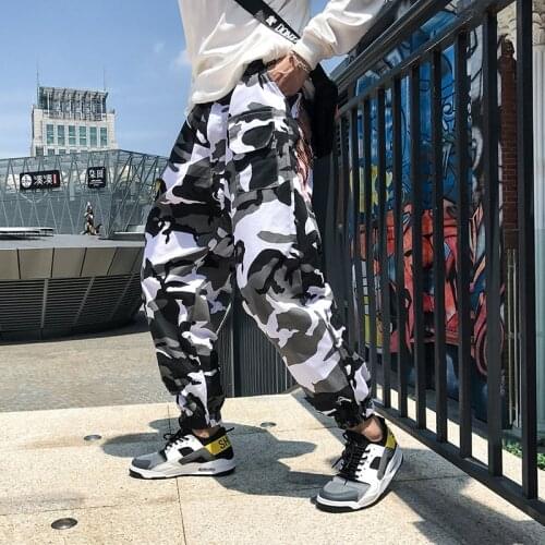 Men Streetwear Cargo Pants 2021 Harajuku Overalls Men Camouflage Joggers Pants Hip Hop Korea Trousers Sweatpants