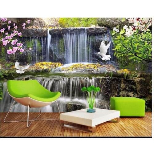 3D wall murals wallpaper custom photo wallpaper mural Waterfall wallpaper Flying Pigeon TV Background wall paper home decoration