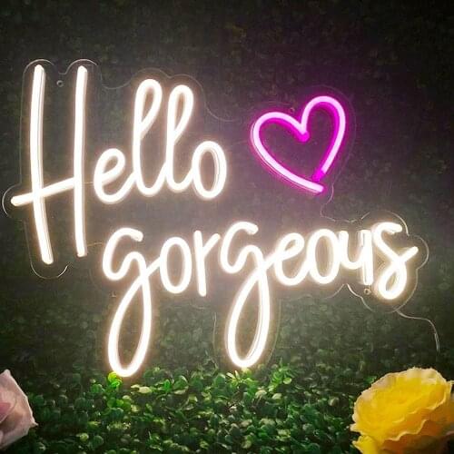 Custom Neon Light Sign Hello Gorgeous For Room Wall For Kids Bedroom Kawaii Room Decor Home Decor Gift Personalized Signs