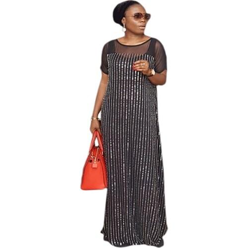 New African womens clothing Dashiki fashion party Very hot drilling and sequins long dress size L XL