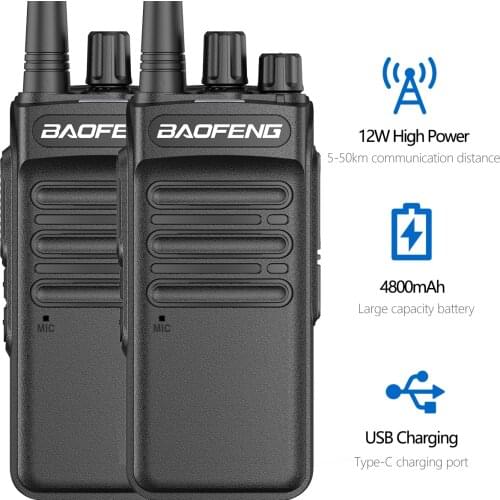 New 2PCS Baofeng BF-1905 12W Powerful Long Distance Type C Charger Walkie Talkie 400-470MHz 50KM Upgraded BF-1904 Two Way Radio