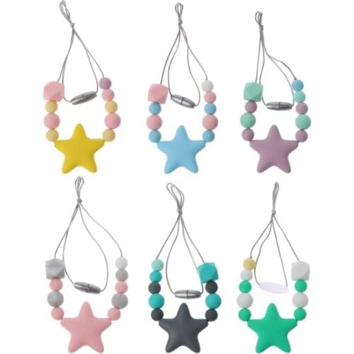 2020 New 1PC Silicone Teething Necklace With Chew Beads For Baby Teethers BPA Free Mommy Nursing Necklace Infant Toy