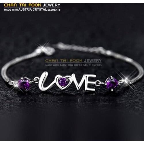 IREACESS New luxury hand chain bracelet , Genuine Austrian Crystal heart charm bracelets & bangles jewelry for women