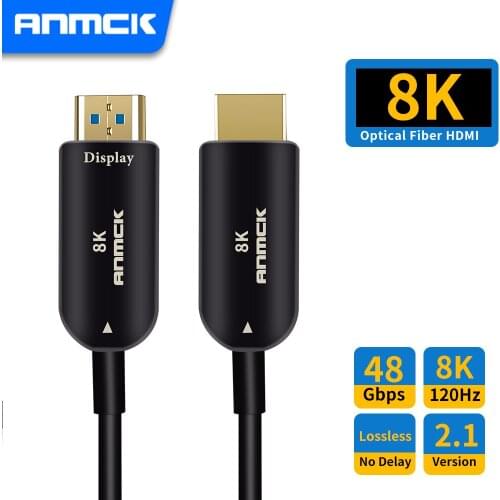 Anmck 4K HDMI Optical Fiber Cable Support ARC 3D HDR V2.1 48Gbps 8K@120HZ HDMI Cord For TV Box Projector PS3/4 5M 8M 10M 30M 50M