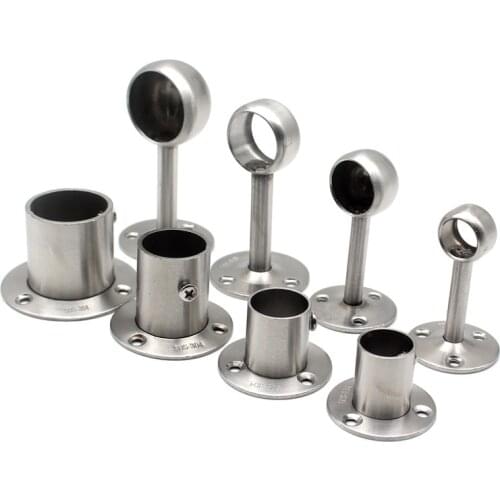 Stainless Steel Wardrobe Rail Support Closet Rod Flange Bracket Clothes Rod Seat Hanger Pipe Tube Holder