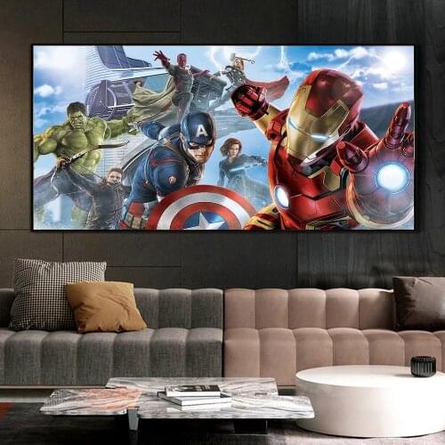 Marvel Avengers Movie Poster Superhero Canvas Painting Iron Man Poster Prints Wall Art Gifts Cuadros Living Room Kids Room Decor