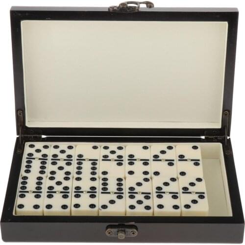 Premium Retro Dominoes Set Traditional Travel Table Game Gift and Wood Case for Kids Educational Toys