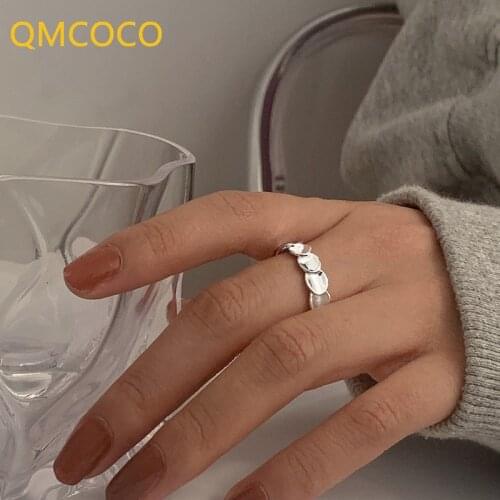 Korean Version 925 Silver Geometric Disc Open Ring Fashion Personality INS Trend Design Light Luxury Girl Birthday Party Gift