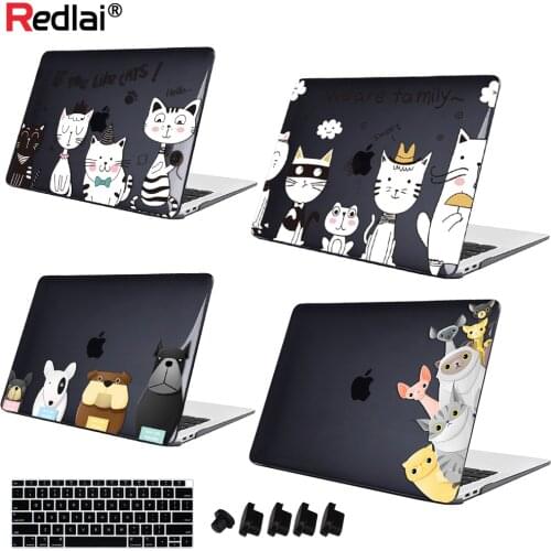 Redlai Lovely Cat Dog Case For Macbook Air Pro Retina 11 12 13 15 16 inch Touch Bar A2289 A2338 2020 Air 13" A2337 A2179 Cover