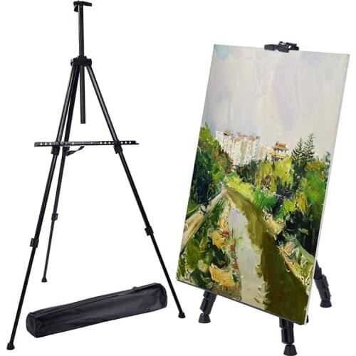 65 Inches Adjustable Metal Sketch Easel Stand Foldable Travel Easel Aluminum Alloy Easel Sketch Drawing For Artist Art Supplies