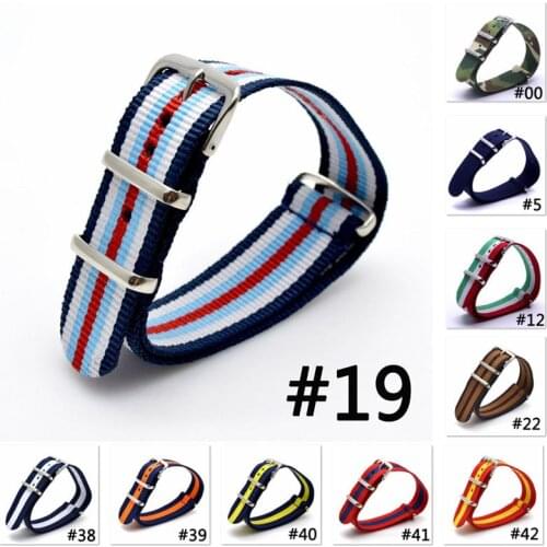 16mm 18mm 20mm 22mm Nylon Watch Band Nato Army Sport Striped Canvas Strap Substitute Dw Watch Buckle Replacement Watch Strap